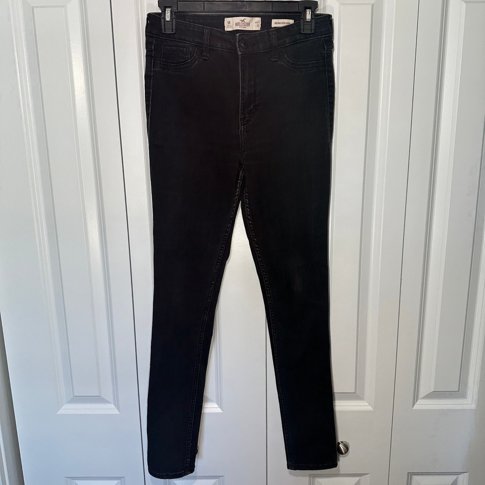 Hollister Jeans Women 5R 27x30 Black High Rise Super Skinny Stretch Denim Grunge